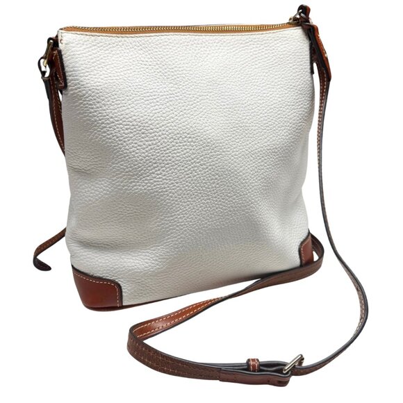 Dooney & Bourke Pebble Grain Leather Crossbody – White/Cream w/ Tan Trim, Like N - Picture 7 of 16